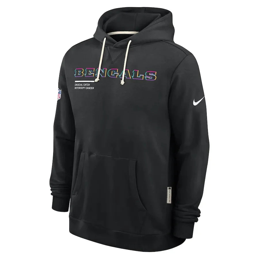 Cincinnati Bengals Nike Black 2025 NFL Crucial Catch Sideline Standard Issue Dri-FIT Hoodie Jacket99