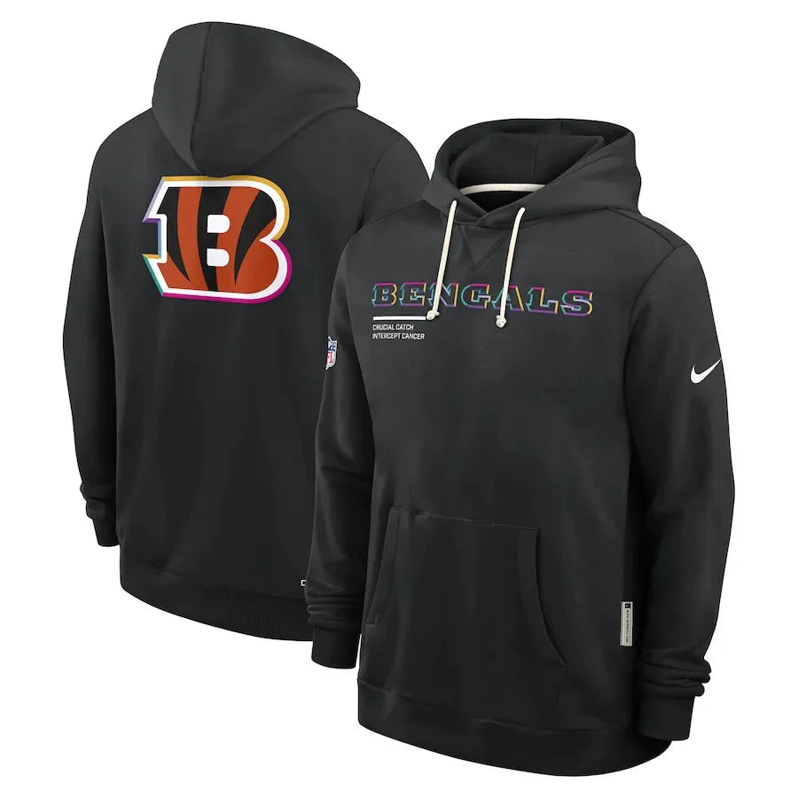 Cincinnati Bengals Nike Black 2025 NFL Crucial Catch Sideline Standard Issue Dri-FIT Hoodie Jacket99