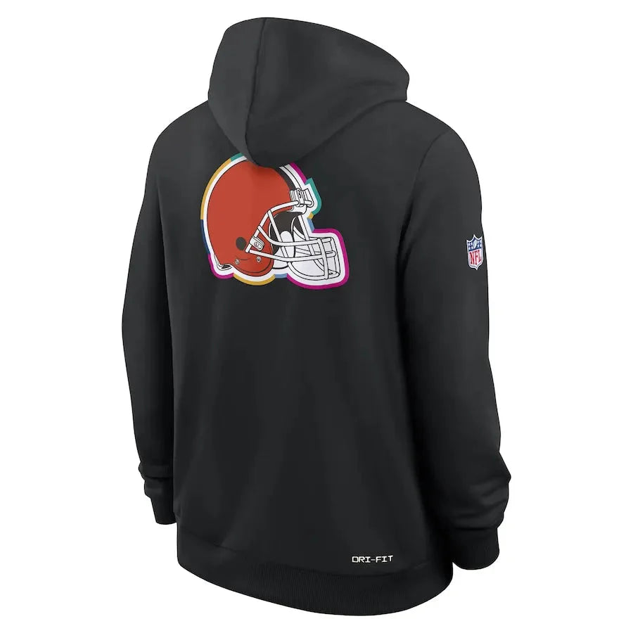 Cleveland Browns Nike Black 2025 NFL Crucial Catch Sideline Standard Issue Dri-FIT Hoodie Jacket99