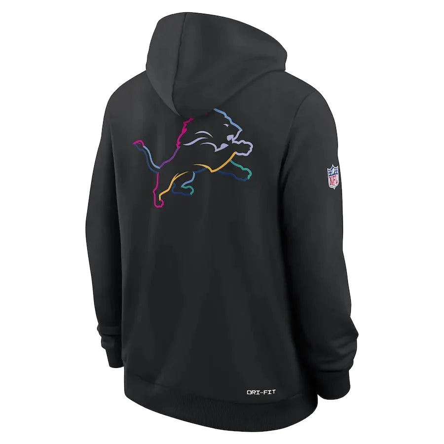 Detroit Lions Nike Black 2025 NFL Crucial Catch Sideline Standard Issue Dri-FIT Hoodie Jacket99