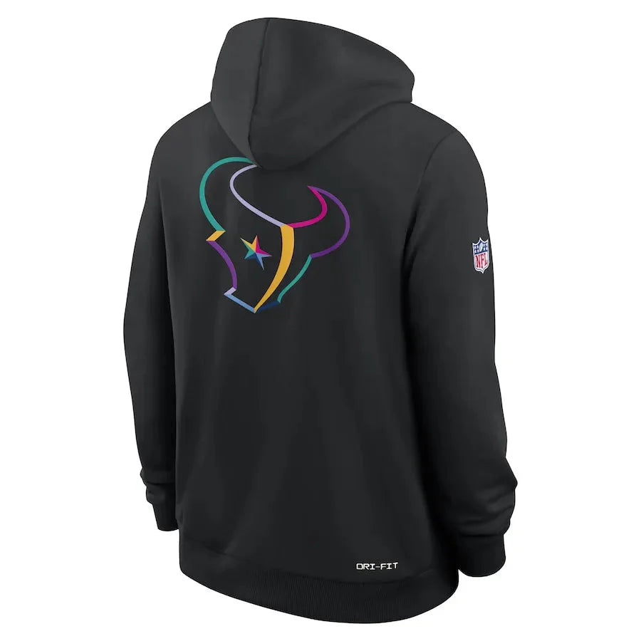 Houston Texans Nike Black 2025 NFL Crucial Catch Sideline Standard Issue Dri-FIT Hoodie Jacket99