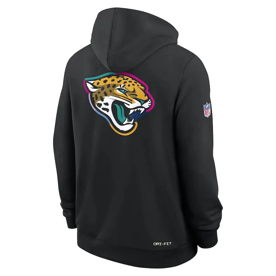 Jacksonville Jaguars Nike Black 2025 NFL Crucial Catch Sideline Standard Issue Dri-FIT Hoodie Jacket99