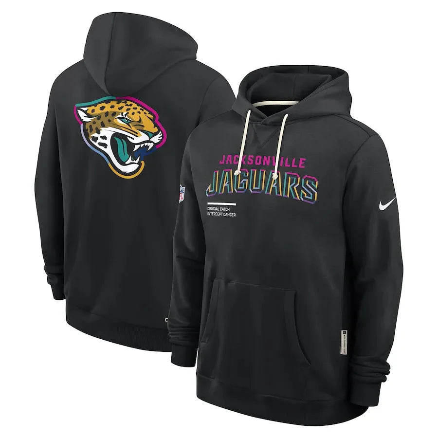 Jacksonville Jaguars Nike Black 2025 NFL Crucial Catch Sideline Standard Issue Dri-FIT Hoodie Jacket99