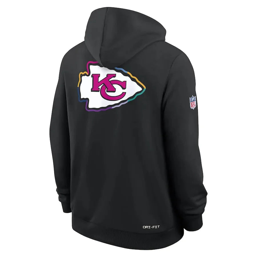 Kansas City Chiefs Nike Black 2025 NFL Crucial Catch Sideline Standard Issue Dri-FIT Hoodie Jacket99