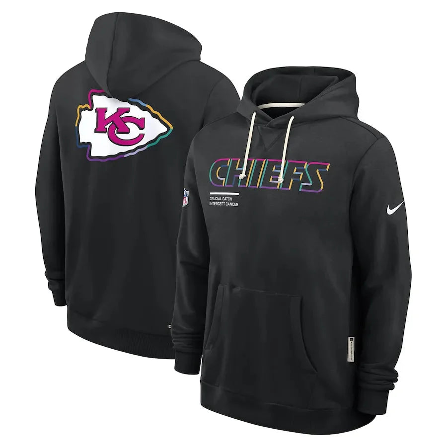 Kansas City Chiefs Nike Black 2025 NFL Crucial Catch Sideline Standard Issue Dri-FIT Hoodie Jacket99
