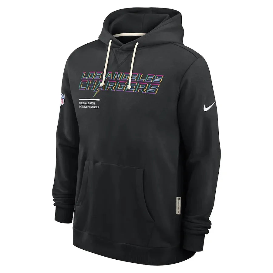 Los Angeles Chargers Nike Black 2025 NFL Crucial Catch Sideline Standard Issue Dri-FIT Hoodie Jacket99