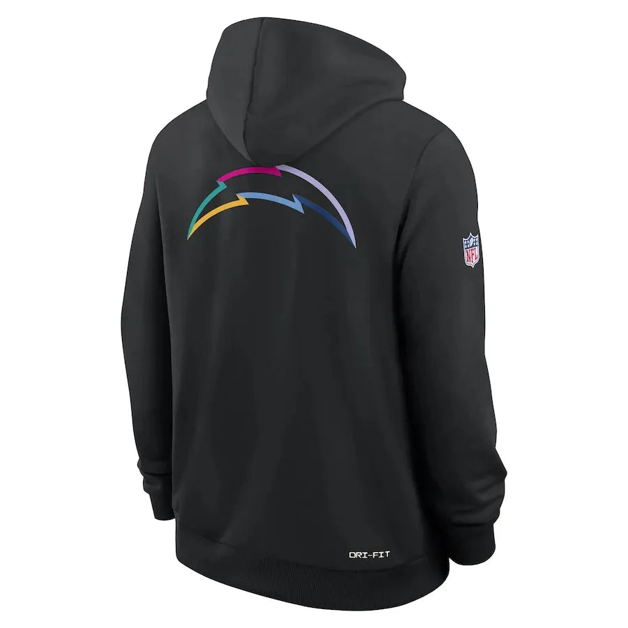 Los Angeles Chargers Nike Black 2025 NFL Crucial Catch Sideline Standard Issue Dri-FIT Hoodie Jacket99