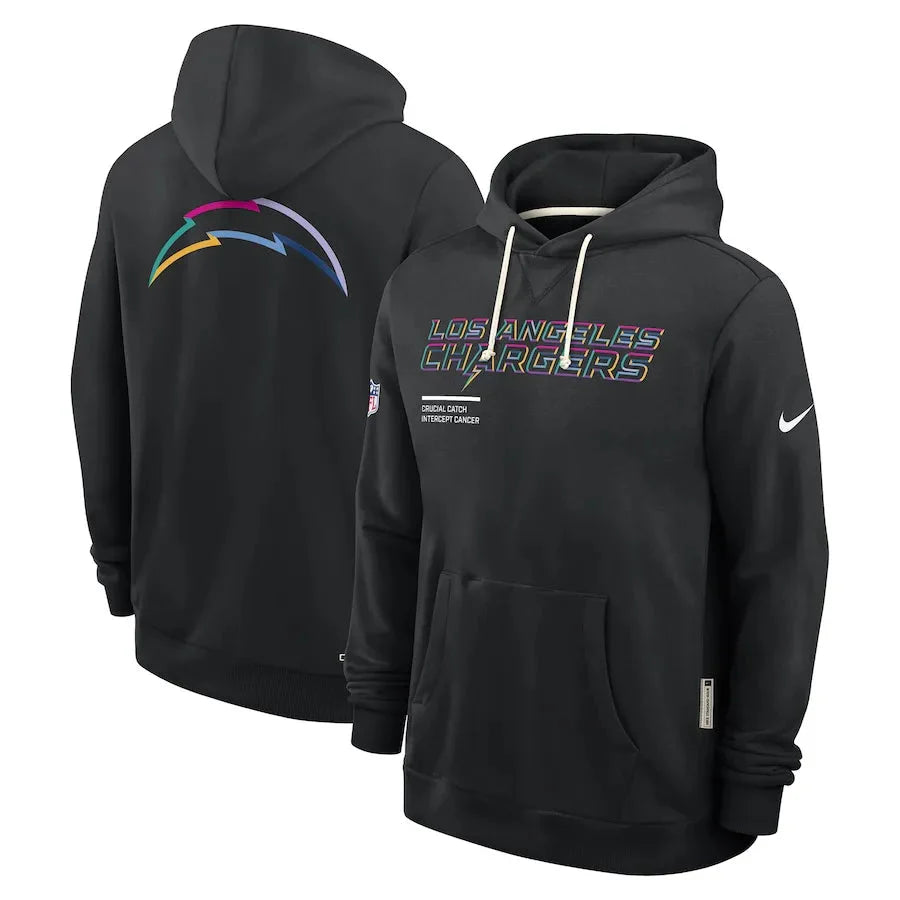 Los Angeles Chargers Nike Black 2025 NFL Crucial Catch Sideline Standard Issue Dri-FIT Hoodie Jacket99