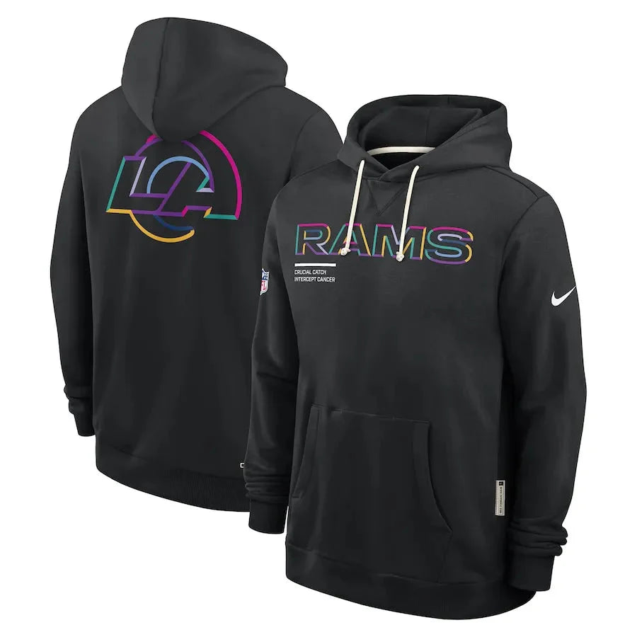 Los Angeles Rams Nike Black 2025 NFL Crucial Catch Sideline Standard Issue Dri-FIT Hoodie Jacket99