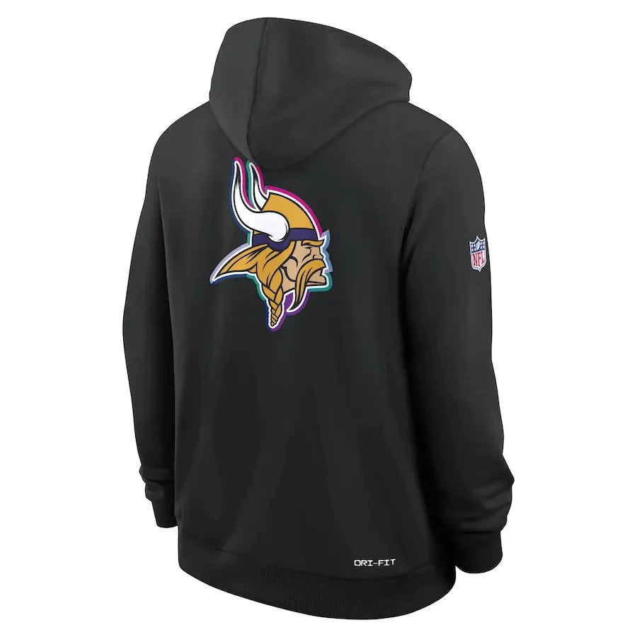 Minnesota Vikings Nike Black 2025 NFL Crucial Catch Sideline Standard Issue Dri-FIT Hoodie Jacket99