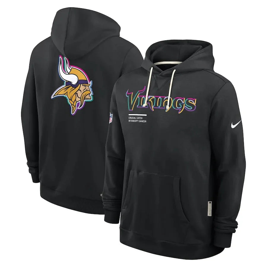 Minnesota Vikings Nike Black 2025 NFL Crucial Catch Sideline Standard Issue Dri-FIT Hoodie Jacket99