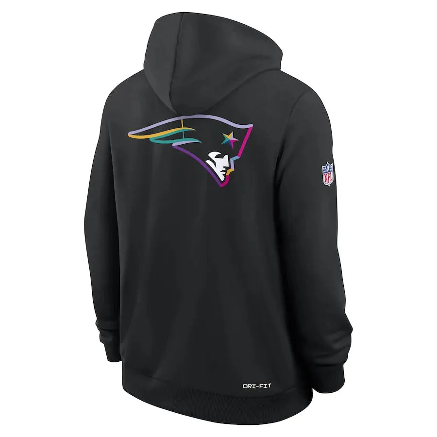 New England Patriots Nike Black 2025 NFL Crucial Catch Sideline Standard Issue Dri-FIT Hoodie Jacket99