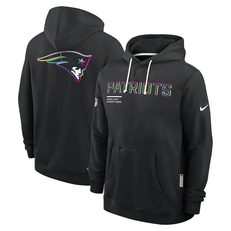 New England Patriots Nike Black 2025 NFL Crucial Catch Sideline Standard Issue Dri-FIT Hoodie Jacket99