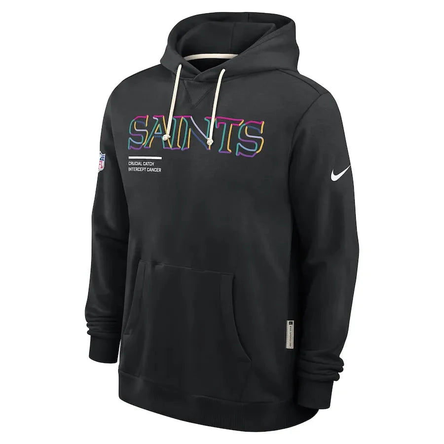 New Orleans Saints Nike Black 2025 NFL Crucial Catch Sideline Standard Issue Dri-FIT Hoodie Jacket99