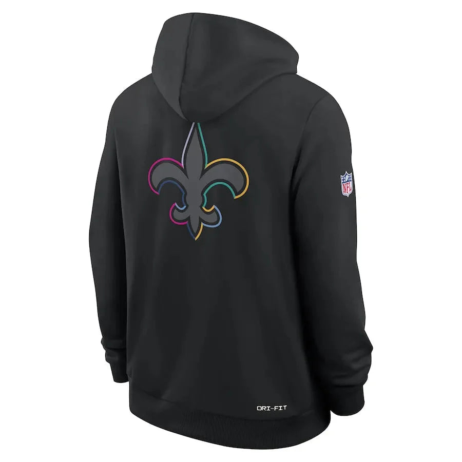 New Orleans Saints Nike Black 2025 NFL Crucial Catch Sideline Standard Issue Dri-FIT Hoodie Jacket99