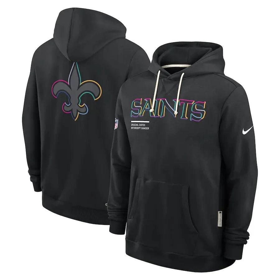 New Orleans Saints Nike Black 2025 NFL Crucial Catch Sideline Standard Issue Dri-FIT Hoodie Jacket99