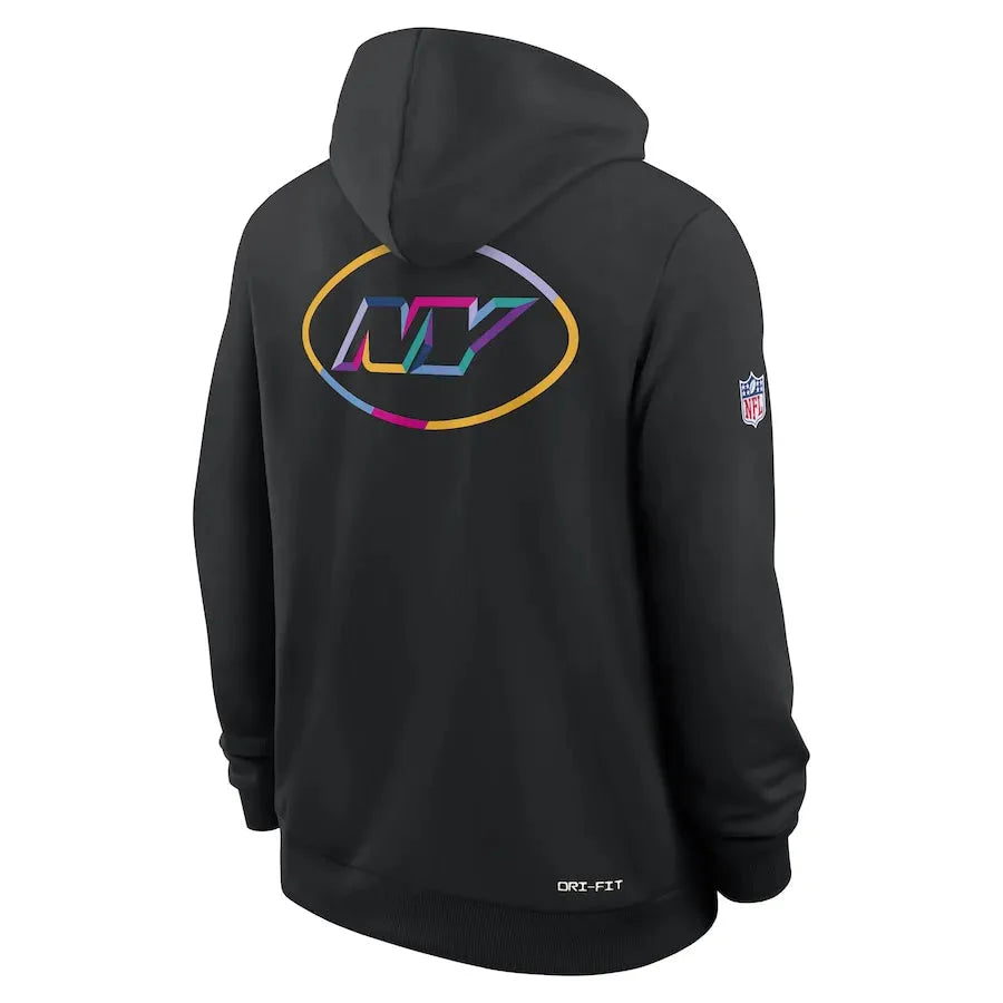 New York Jets Nike Black 2025 NFL Crucial Catch Sideline Standard Issue Dri-FIT Hoodie Jacket99