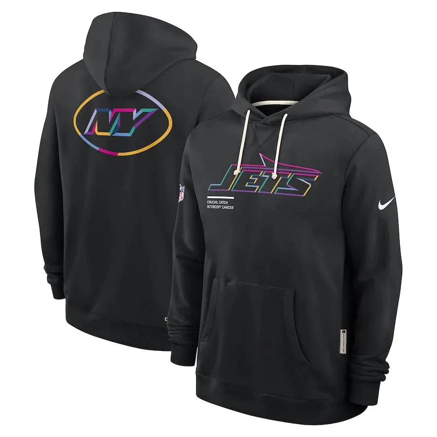 New York Jets Nike Black 2025 NFL Crucial Catch Sideline Standard Issue Dri-FIT Hoodie Jacket99