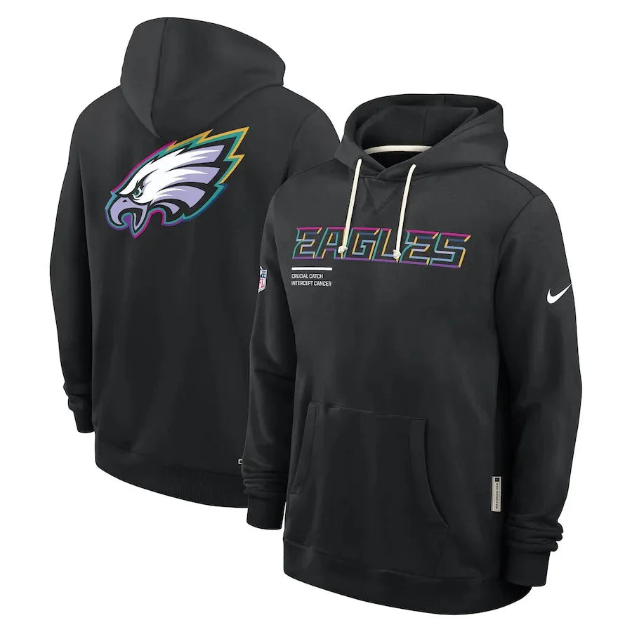 Philadelphia Eagles Nike Black 2025 NFL Crucial Catch Sideline Standard Issue Dri-FIT Hoodie Jacket99