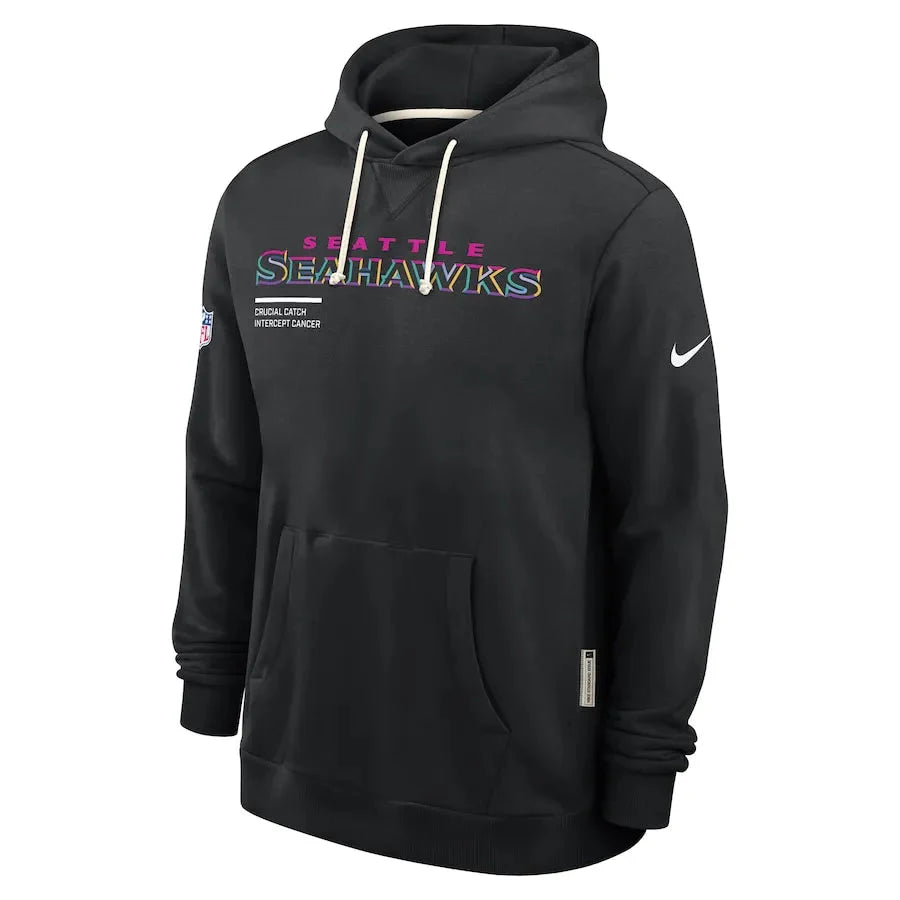 Seattle Seahawks Nike Black 2025 NFL Crucial Catch Sideline Standard Issue Dri-FIT Hoodie Jacket99