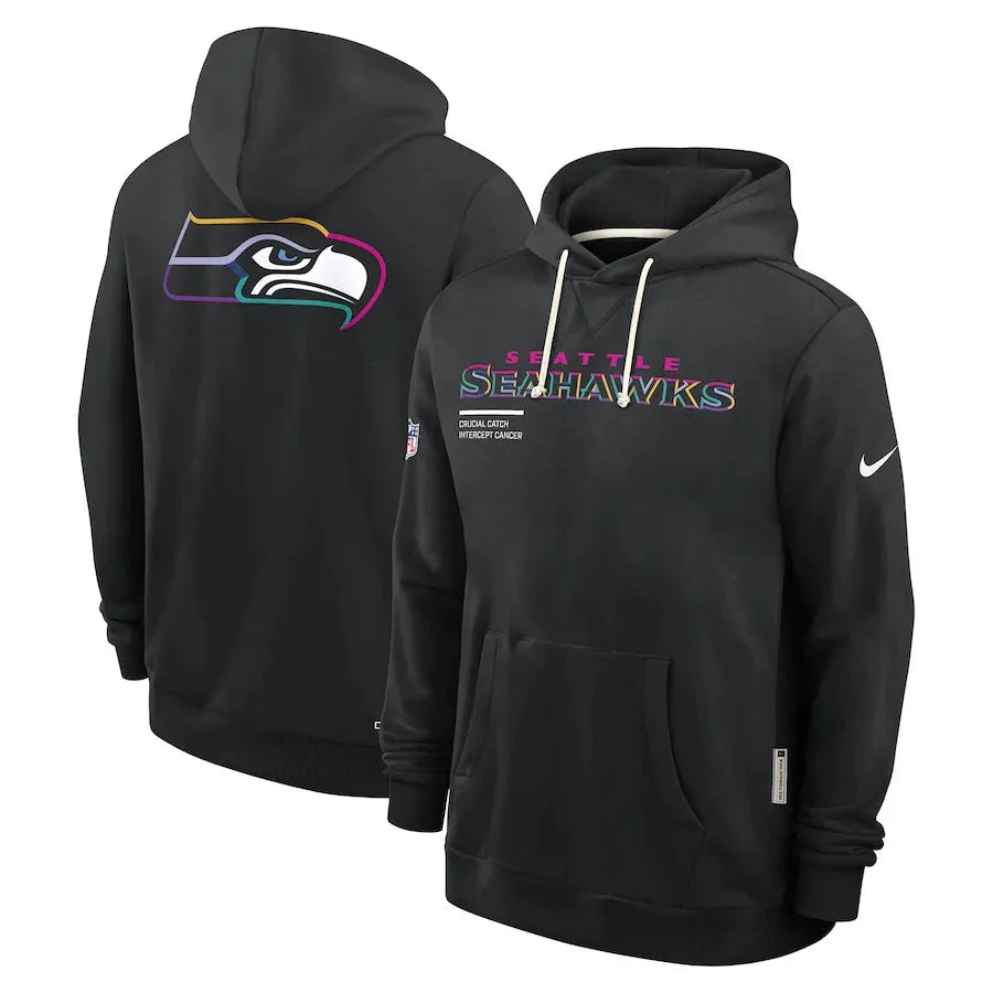 Seattle Seahawks Nike Black 2025 NFL Crucial Catch Sideline Standard Issue Dri-FIT Hoodie Jacket99