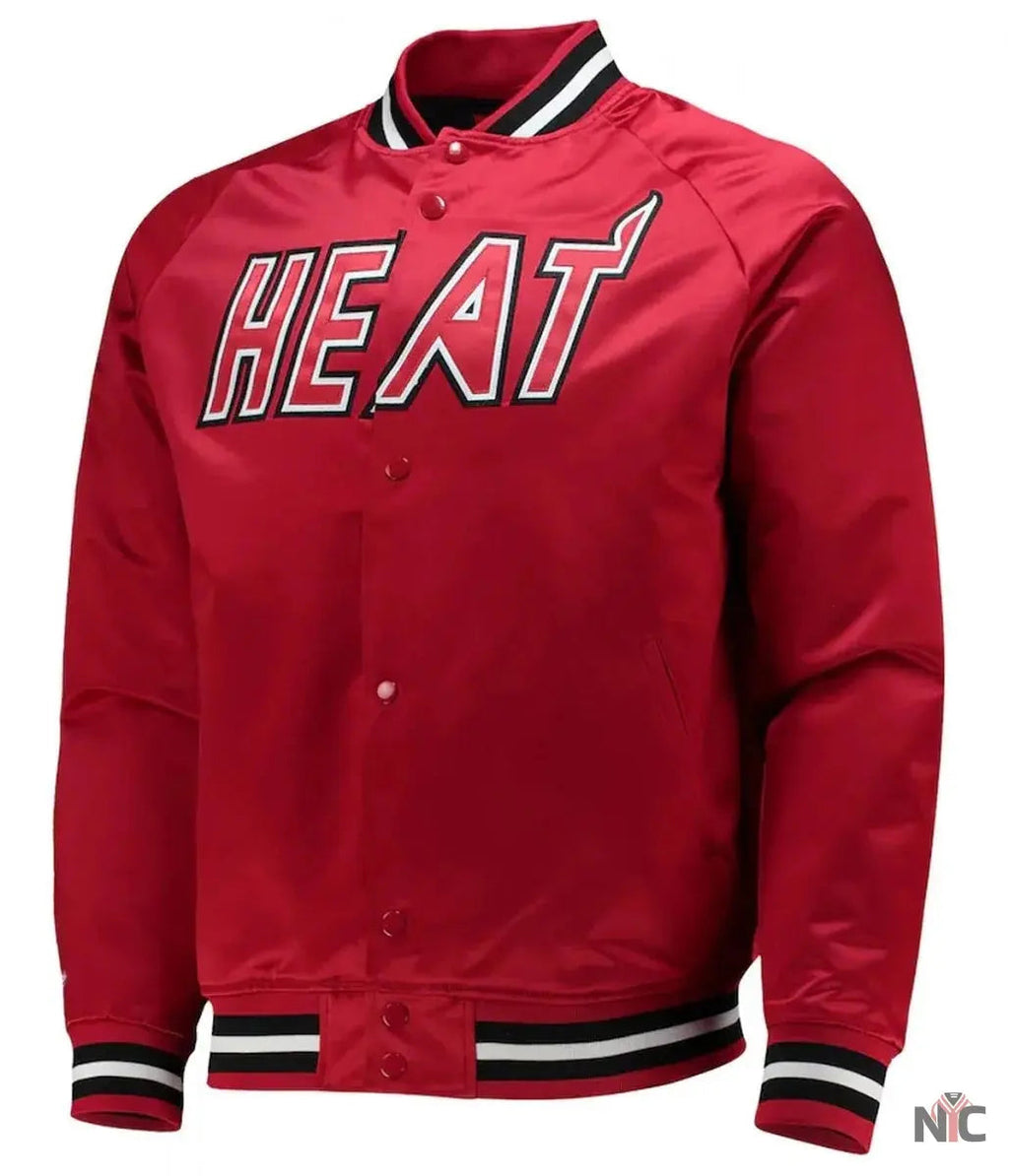 Miami Heat Hardwood Classics Red Satin Jacket NYC Jackets