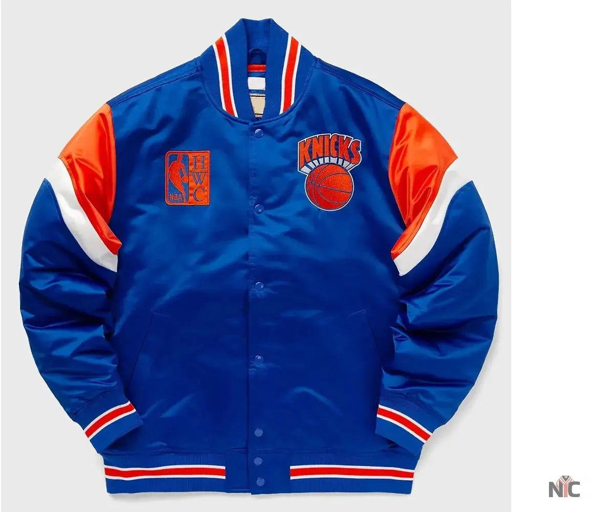 NY Knicks Heavyweight Royal Satin Jacket NYC Jackets