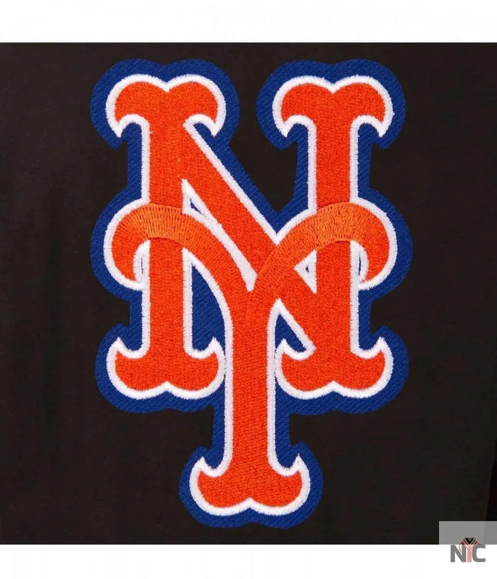 NY Mets Black Wool & Leather Jacket NYC Jackets