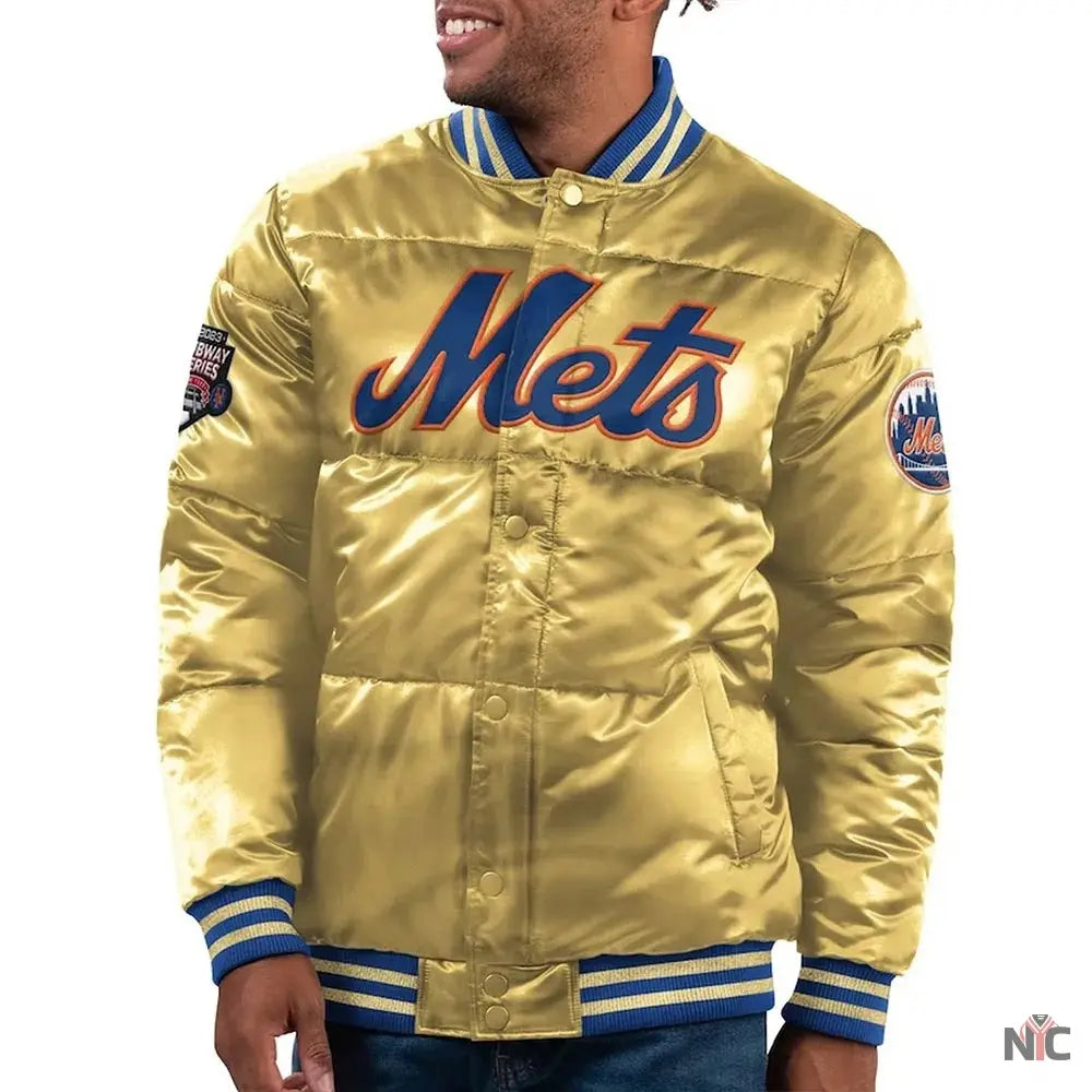 NY Mets Cooperstown Collection Bronx Puffer Satin Jacket NYC Jackets