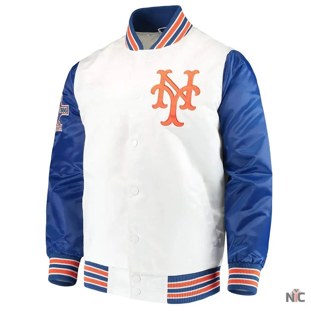 NY Mets The Legend Blue and White Satin Jacket NYC Jackets