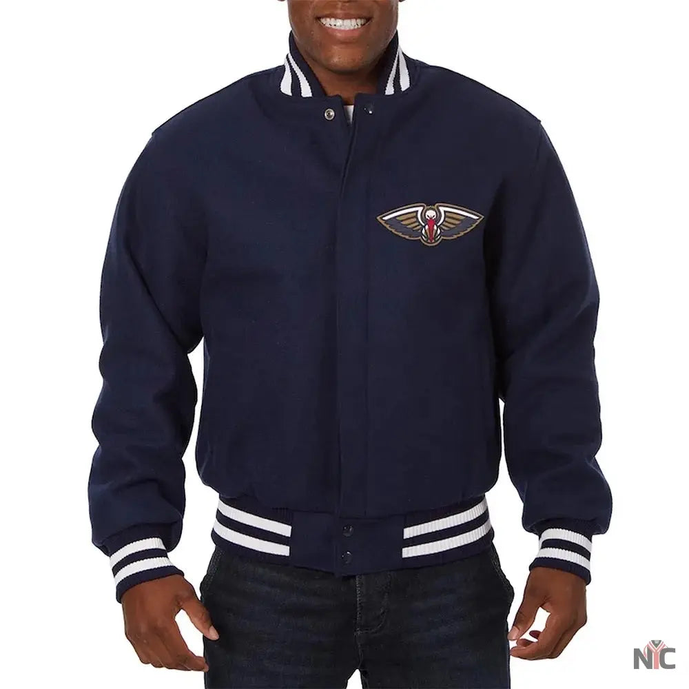 New Orleans Pelicans Navy Varsity Wool Jacket NYC Jackets