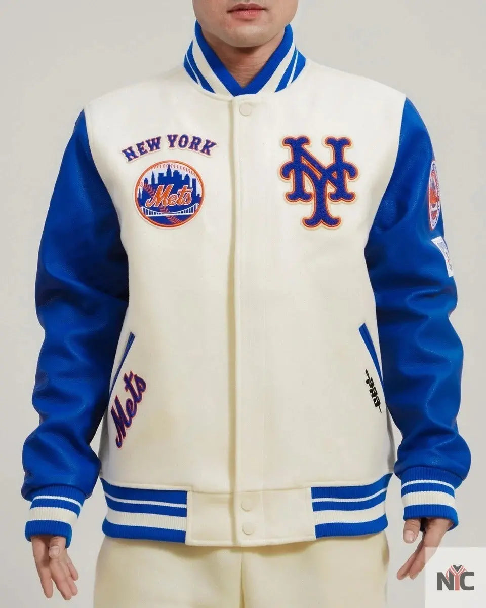 New York Mets Retro Classic Rib Wool Varsity Jacket NYC Jackets
