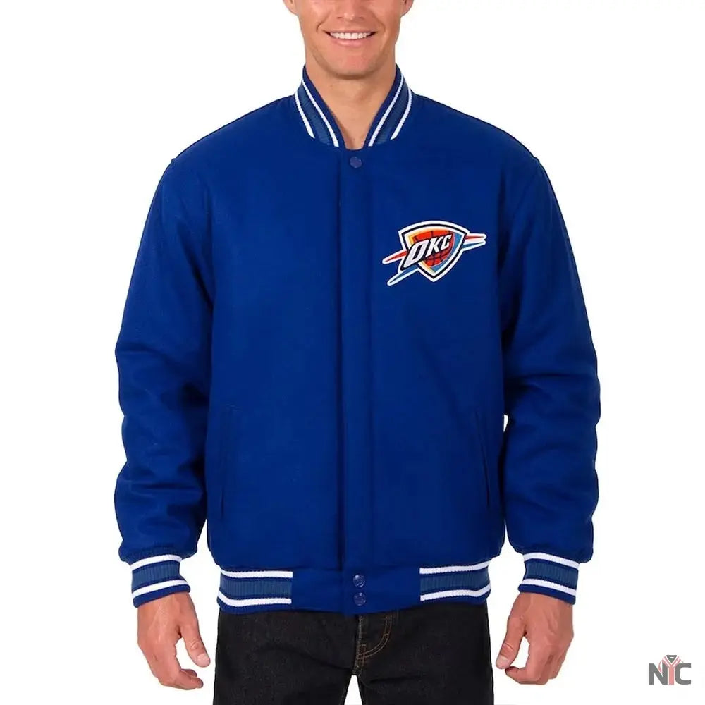 Oklahoma City Thunder Varsity Royal Blue Wool Jacket NYC Jackets