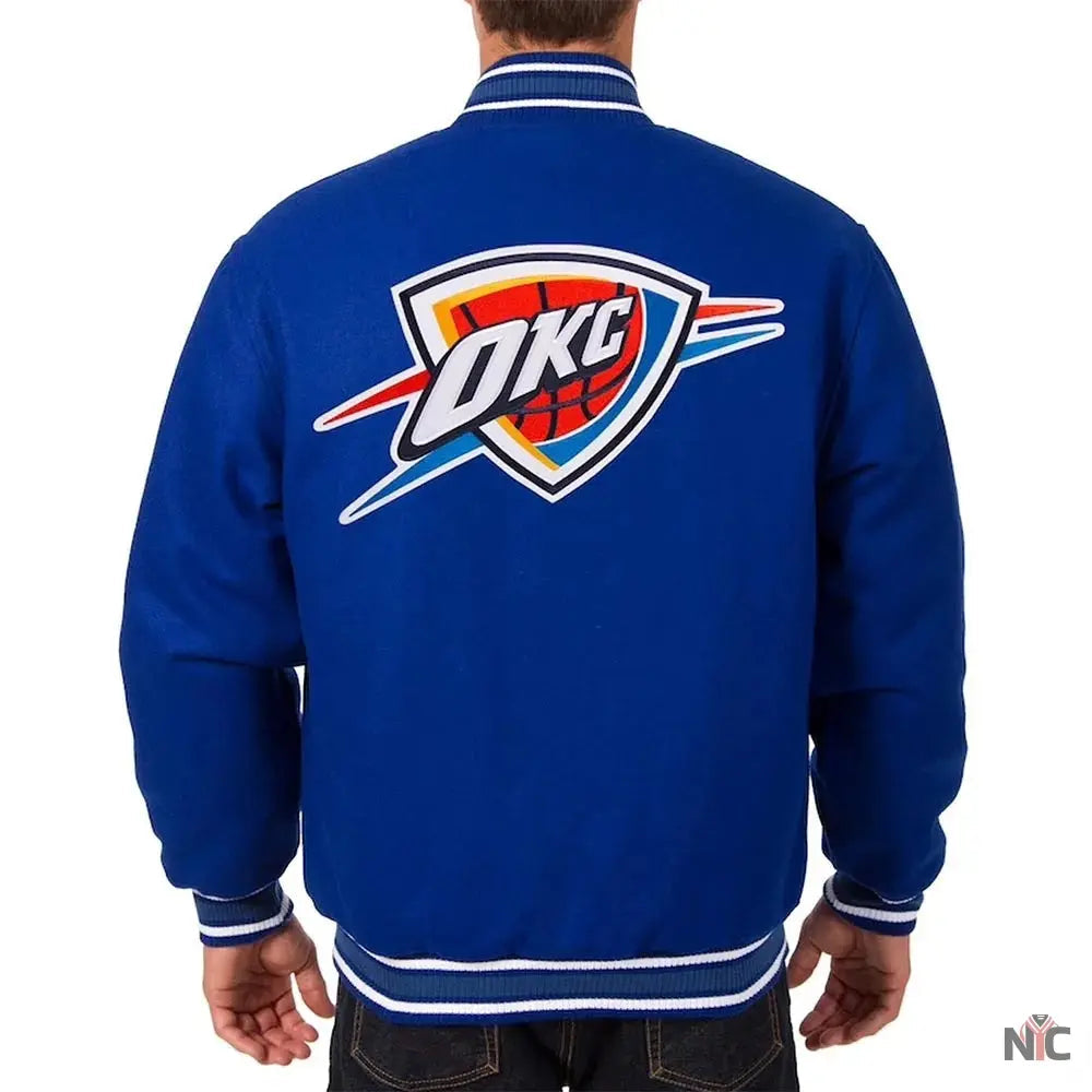 Oklahoma City Thunder Varsity Royal Blue Wool Jacket NYC Jackets