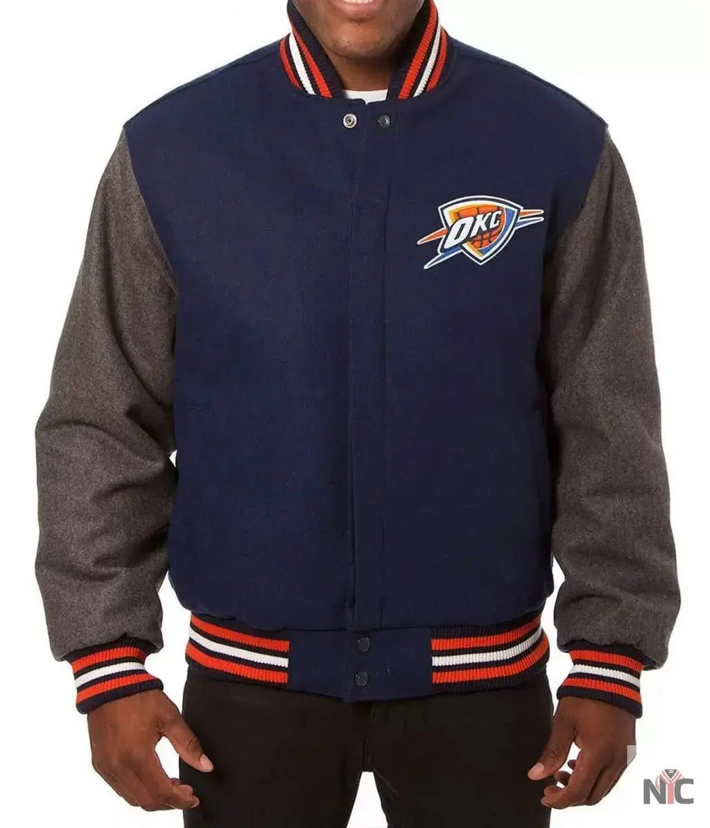 Oklahoma City Thunder Varsity Two Tone Jacket NYC Jackets