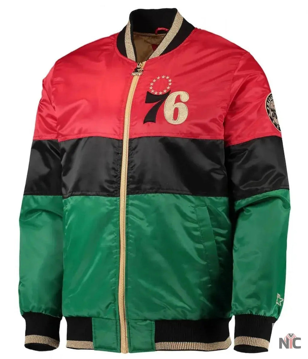 Philadelphia 76ers Satin Full-Zip Jacket NYC Jackets
