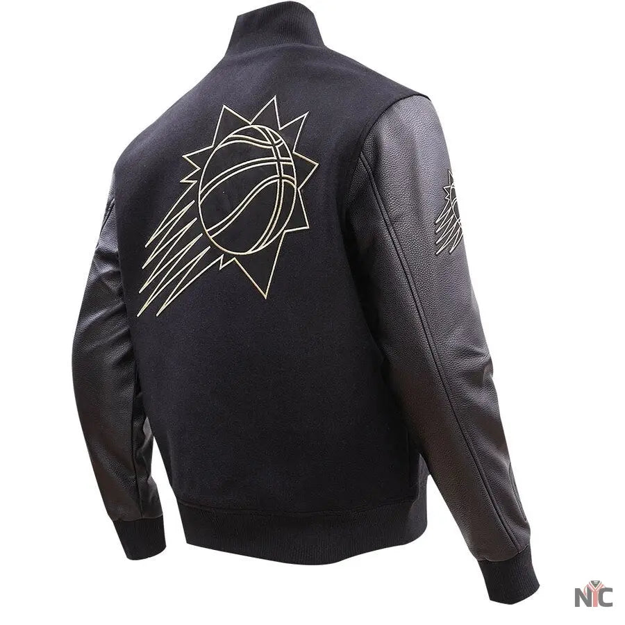 Phoenix Suns Gold Stitch Black Varsity Jacket NYC Jackets