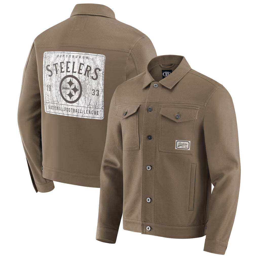 Pittsburgh Steelers NFL x Darius Rucker Collection Trucker Full-Snap Jacket Jacket99