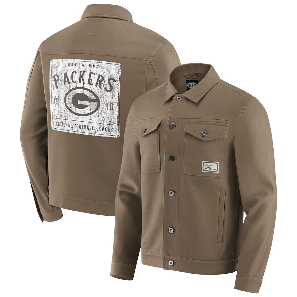 Green Bay Packers NFL x Darius Rucker Collection Trucker Full-Snap Jacket Jacket99