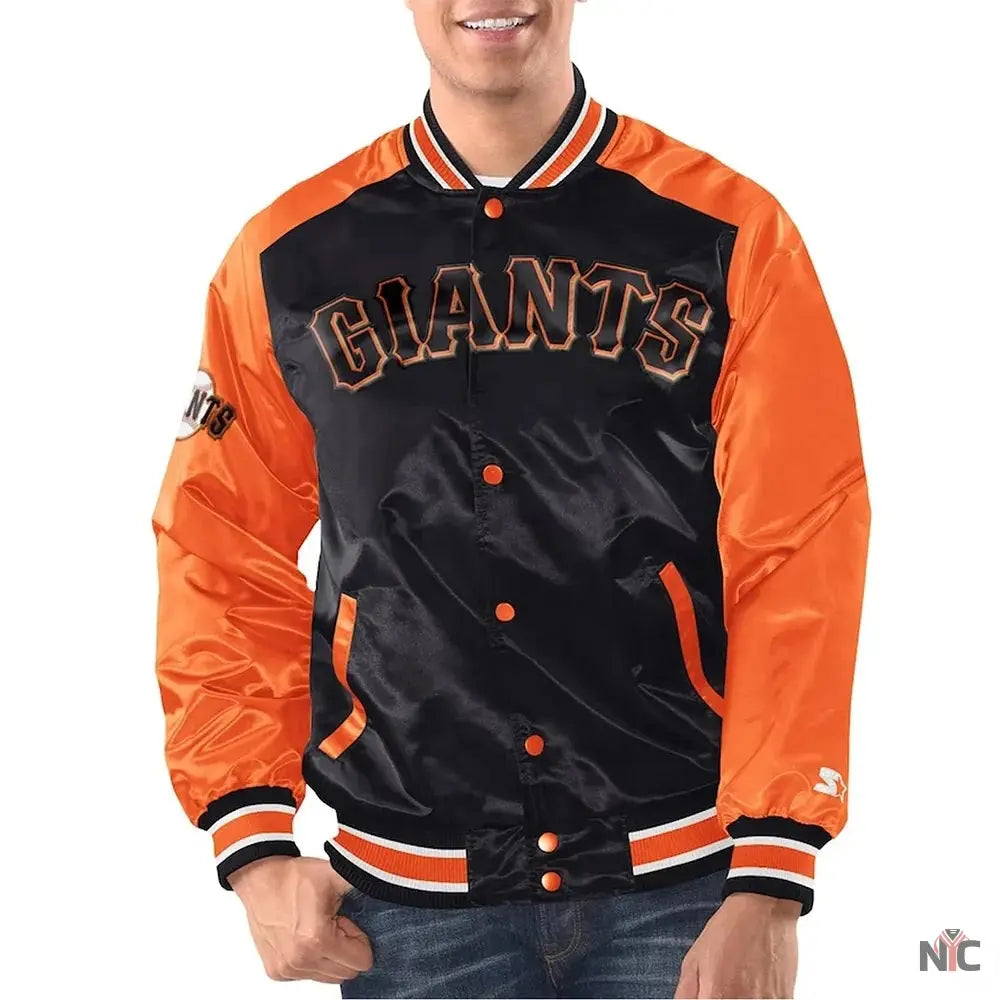 San Francisco Giants Renegade Varsity Satin Jacket NYC Jackets