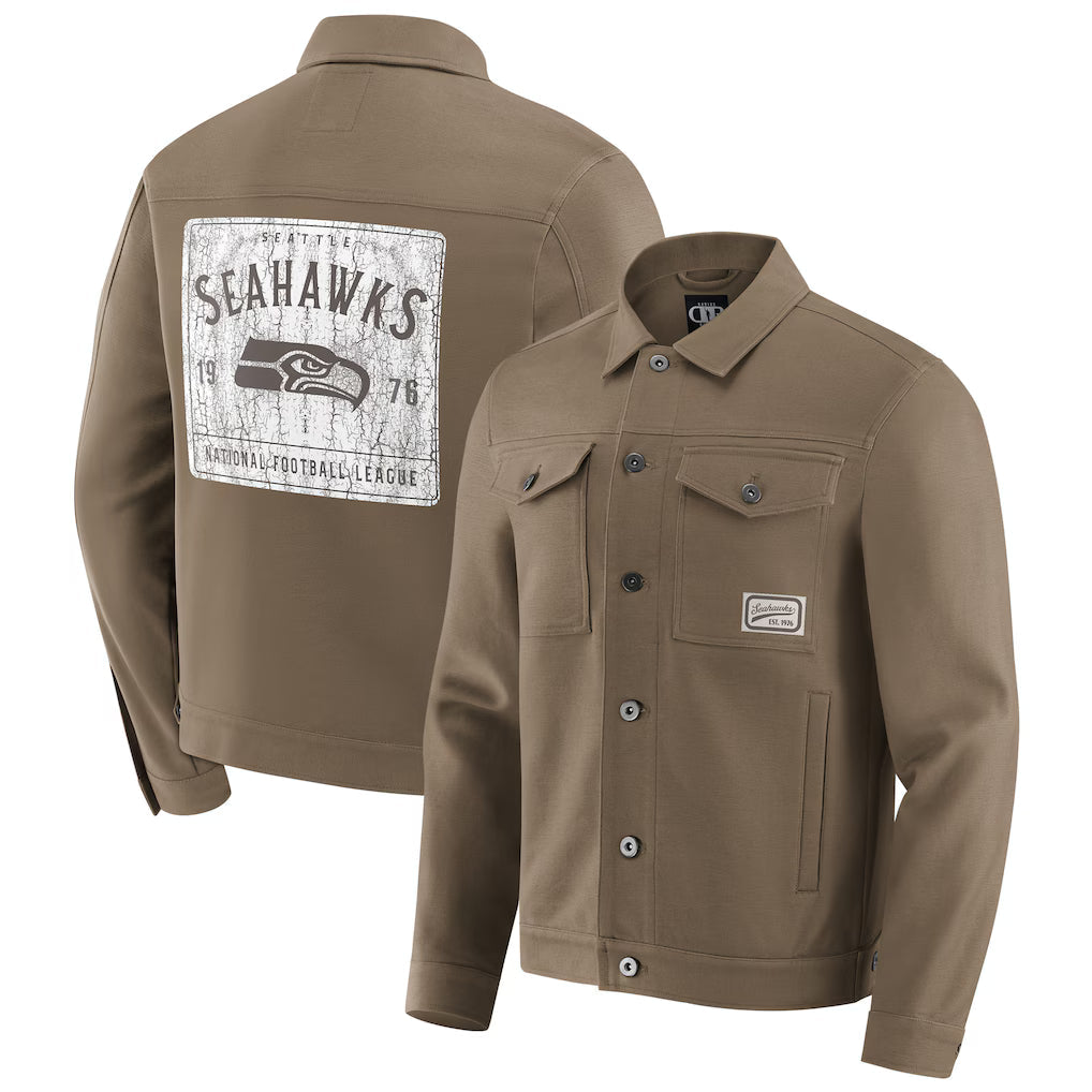 Seattle Seahawks NFL x Darius Rucker Collection Trucker Full-Snap Jacket Jacket99