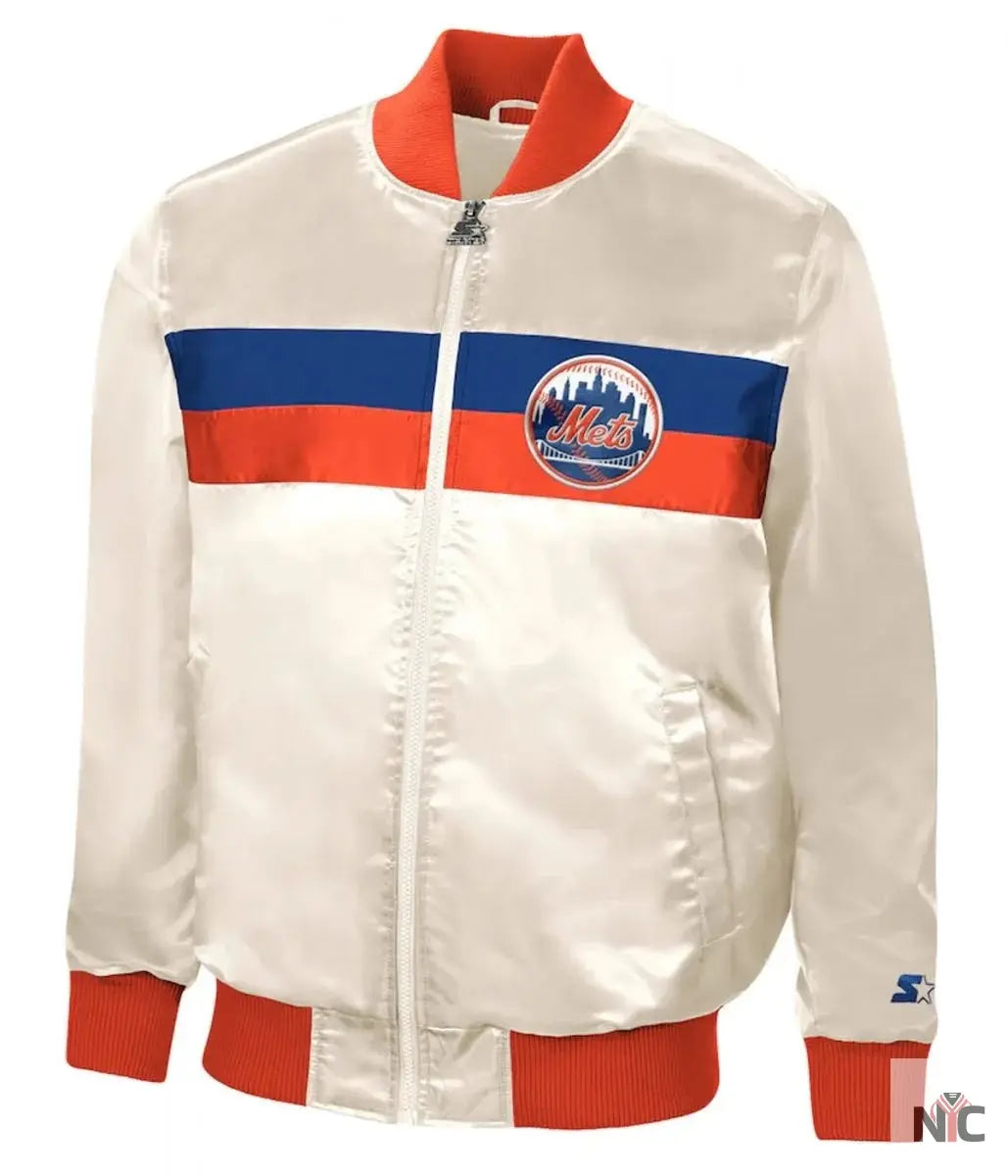 Starter NY Mets White Satin Jacket NYC Jackets
