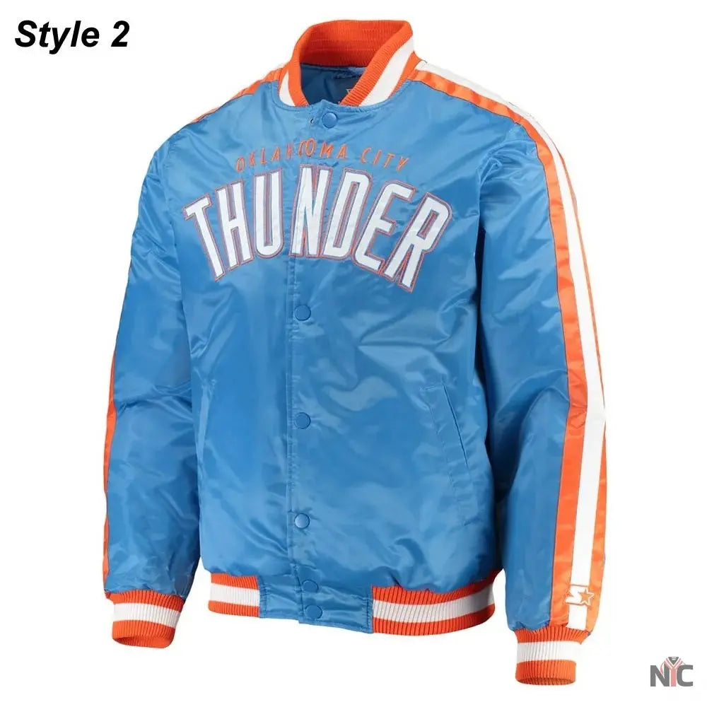 Starter Oklahoma City Thunder Orange and Blue Jacket NYC Jackets