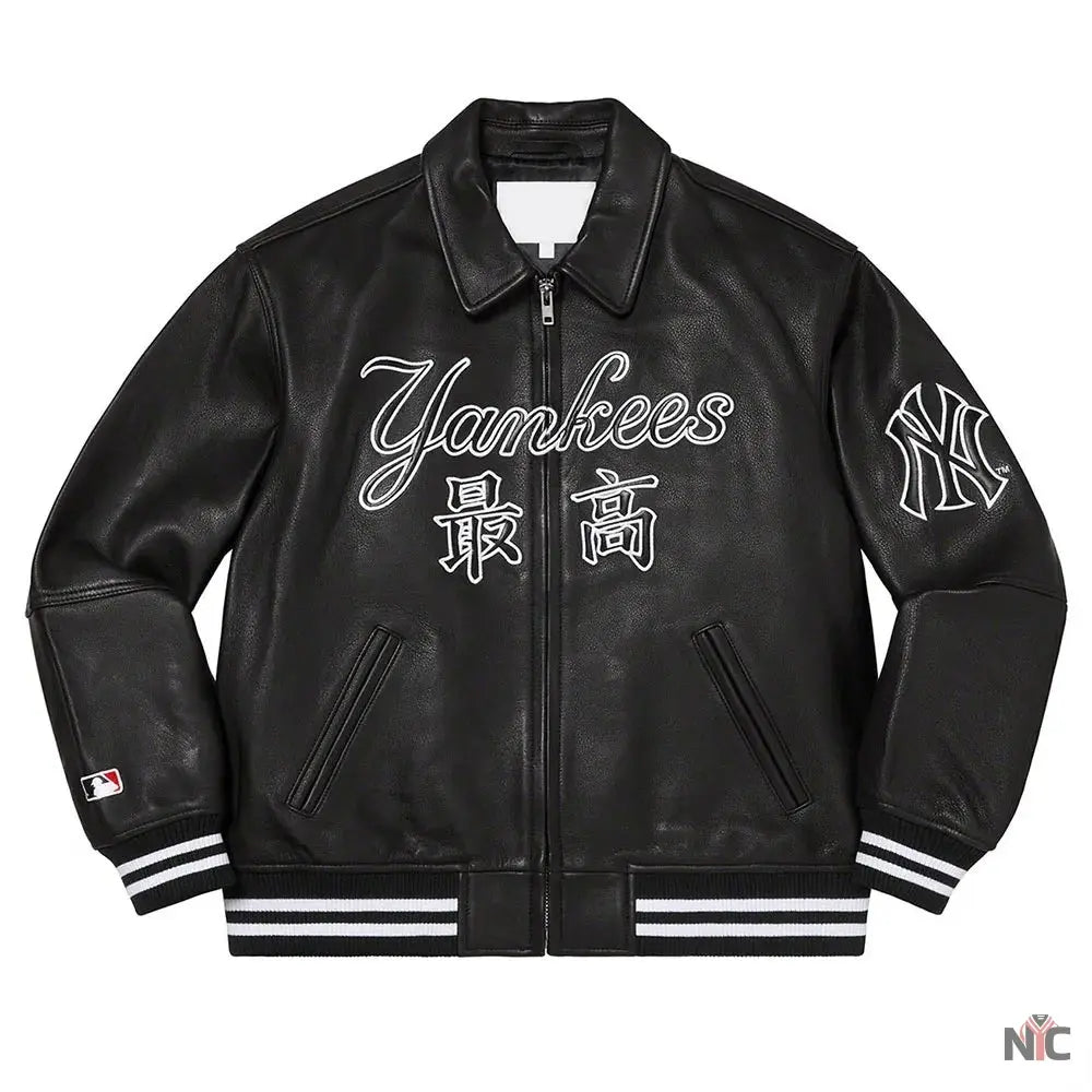 Supreme NY Yankees Varsity Leather Jacket NYC Jackets