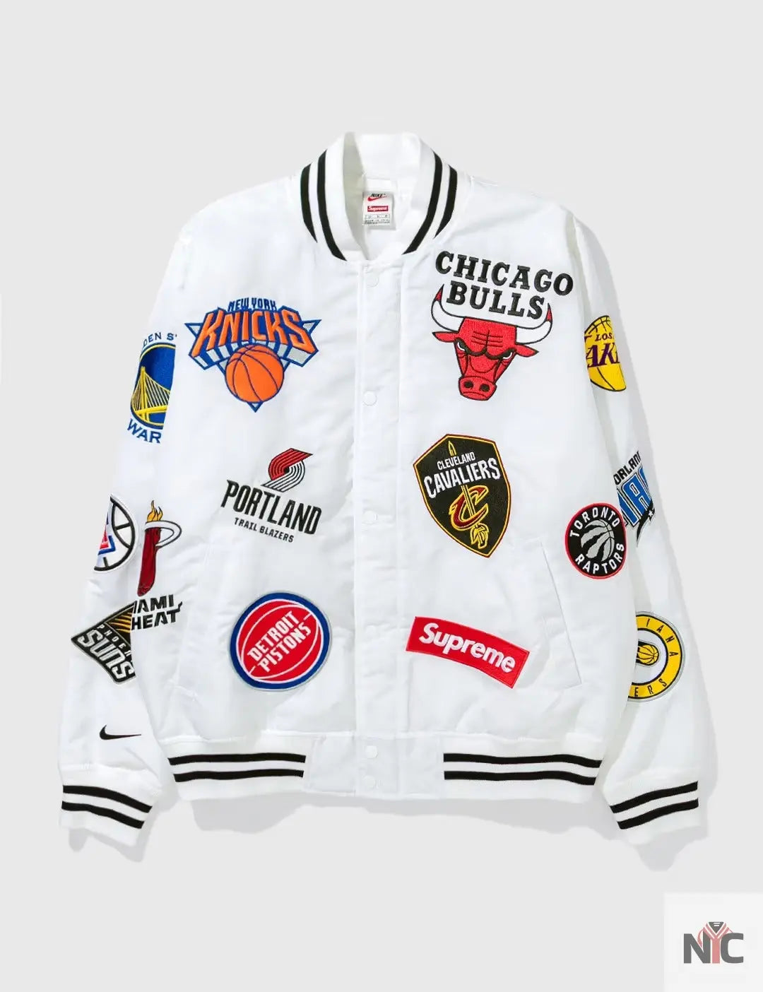Supreme X Nike NBA Teams Logo Varsity Jacket NYC Jackets