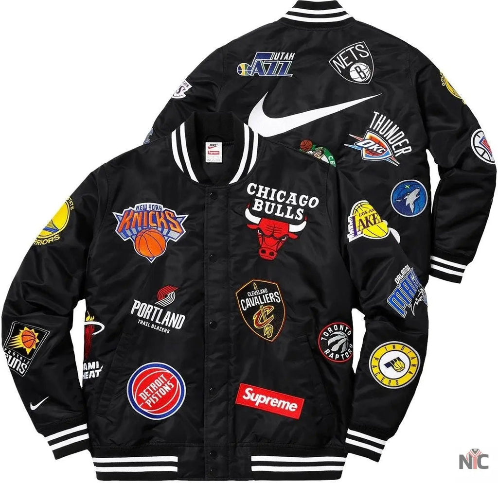 Supreme X Nike NBA Teams Logo Varsity Jacket NYC Jackets