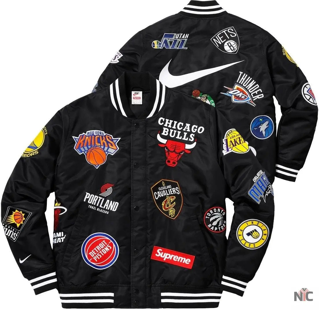 Supreme X Nike NBA Teams Logo Varsity Jacket NYC Jackets