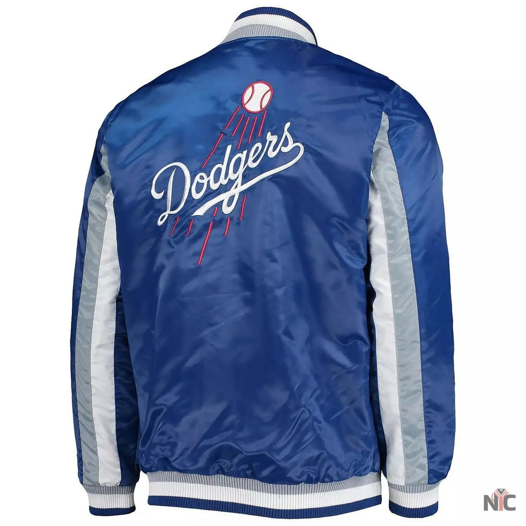 The Ace Dodgers Royal Blue Satin Varsity Jacket NYC Jackets