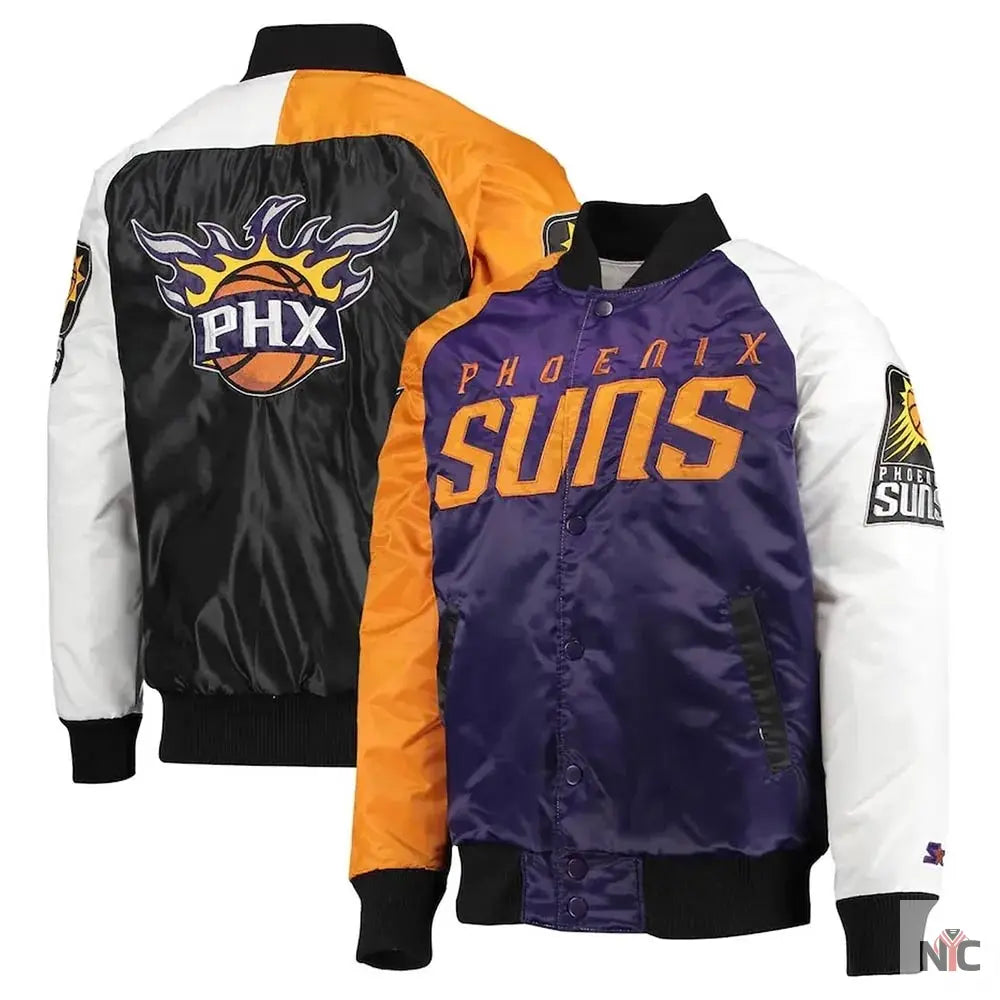 Tricolor Remix Phoenix Suns Purple Orange and White Jacket NYC Jackets