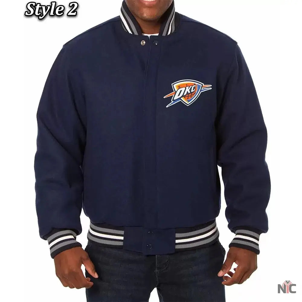 Varsity Oklahoma City Thunder Navy Wool Jacket NYC Jackets